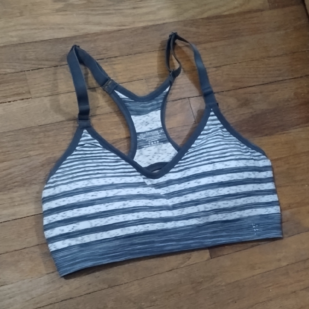 Danskin Gray Striped Sports Bra